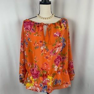 Chaps floral and flirty blouse